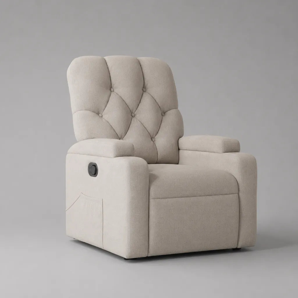 Relaxsessel mit manueller Liegefunktion, Polyesterbezug und Polyurethanschaumpolsterung, Beige, 90 × 92 × 105 cm