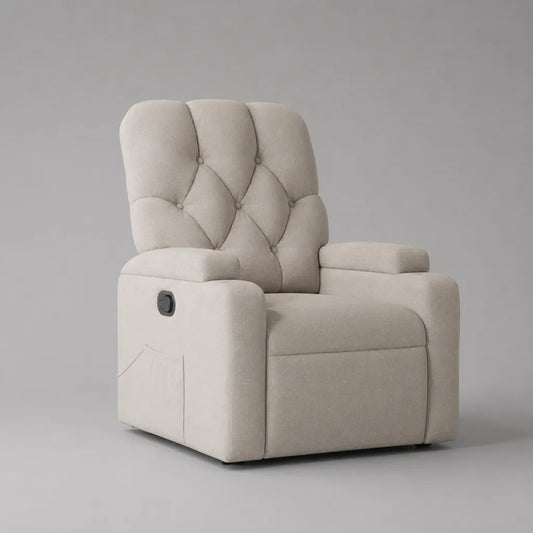 Relaxsessel mit manueller Liegefunktion, Polyesterbezug und Polyurethanschaumpolsterung, Beige, 90 × 92 × 105 cm