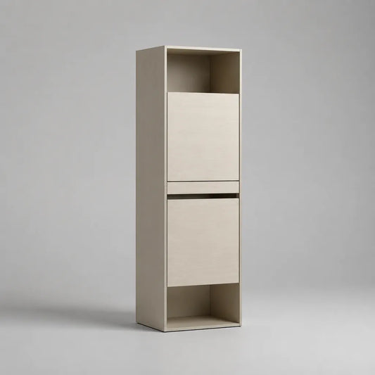 Schuhschrank aus melaminbeschichteter Spanplatte mit 2 Kippfächern und 2 offenen Fächern, Beige, 40 × 24 × 120 cm